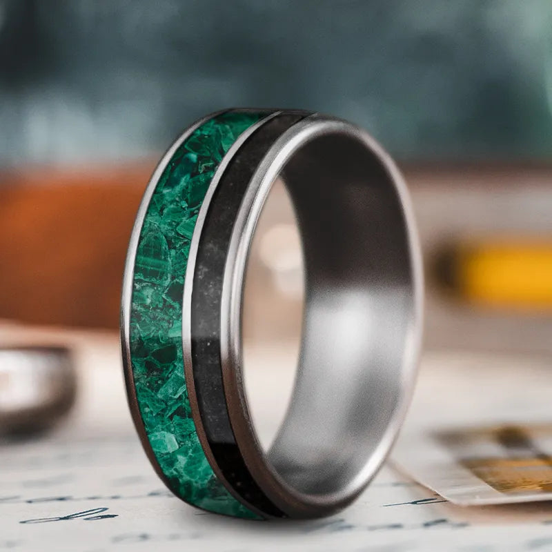 Bold men’s rings with chunky stone settings -Custom Design - 2-Inlay Offset Ring EiD1AHjg422UFy5fqfoiCdeN