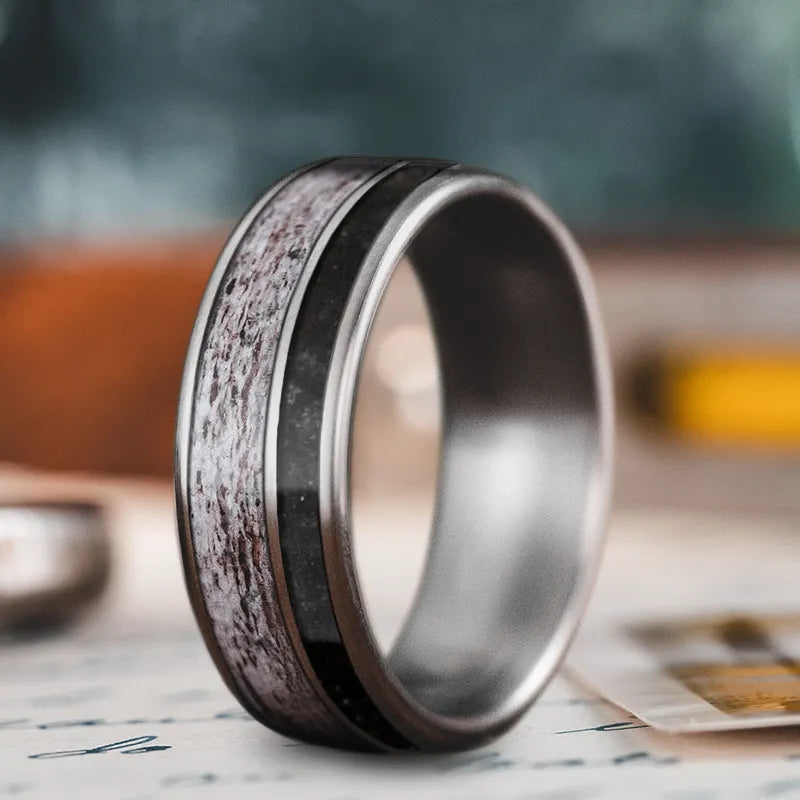 Sleek stainless men’s rings for daily durability -Custom Design - 2-Inlay Offset Ring EIEuWZiD4UbU6jwc2QJaiawn