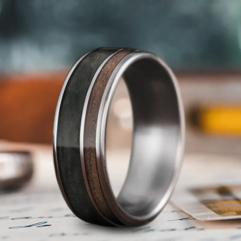 Affordable men’s rings with simple band styles -Custom Design - 2-Inlay Offset Ring gbJVPU5yqQRqr8KipiQ90ViS