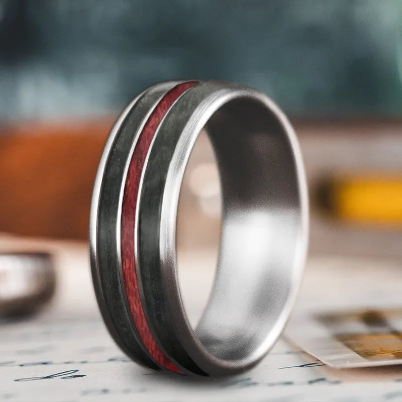 Durable silver men’s rings for rough use -Custom Design - 3-Inlay Narrow Center Ring R304z6N9k4RIDm2dEbH5vQUj