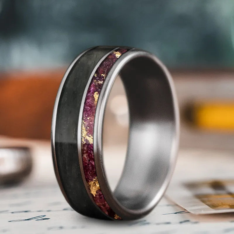 Unique men’s rings with rare stone settings -Custom Design - 2-Inlay Offset Ring DeHT5MGuEkD1YhnwAffJIlVW