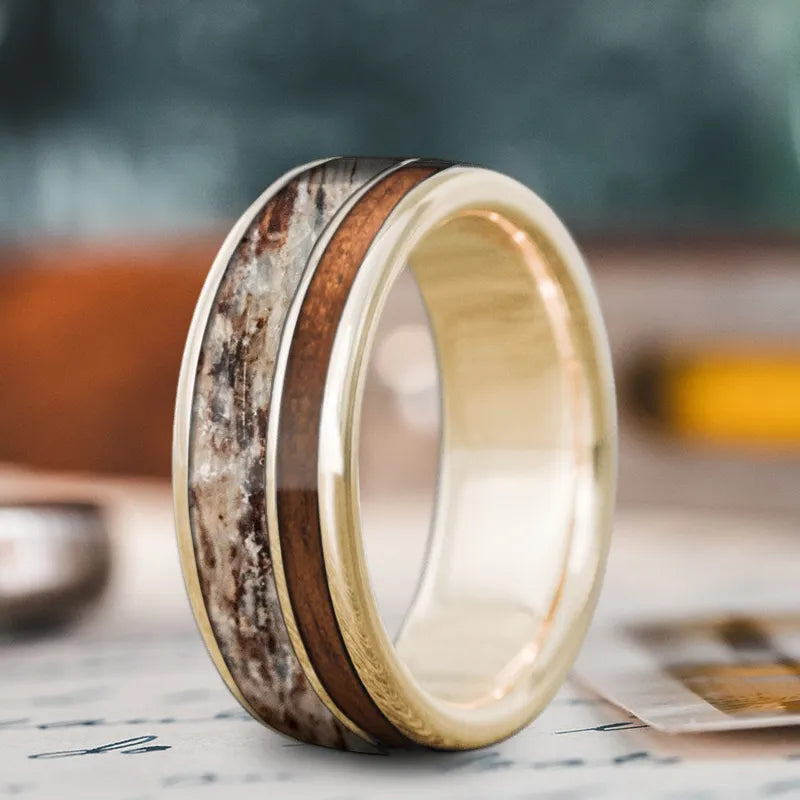 Wooden men’s rings for eco-friendly natural appeal -Custom Design - 2-Inlay Offset Ring hayVtwU7-LqDzwBZVJDn1AZo