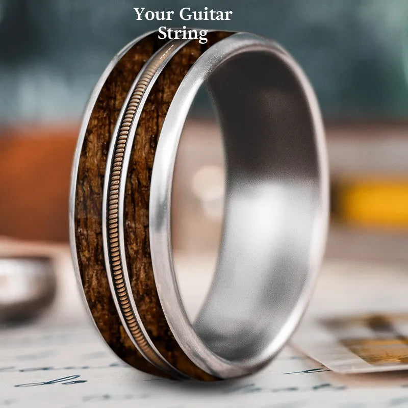 Titanium men’s rings for lightweight rugged durability -Custom Design - 3-Inlay Metal Center Ring MTohtLVJOolbXhRxK0TJupes