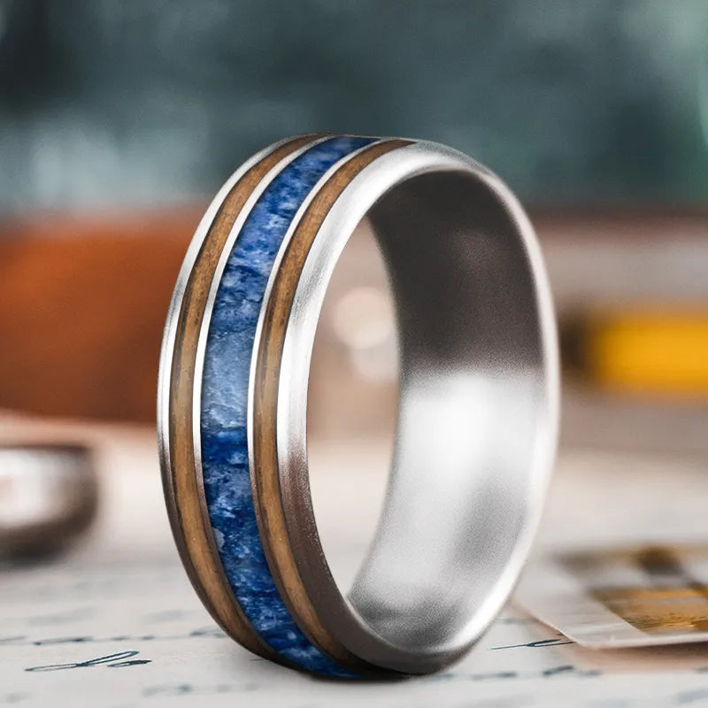 Heavy men’s rings for strong masculine presence -Custom Design - 3-Inlay Wide Center Ring 8RvTNCHvCW14BxOS8QAuevCm