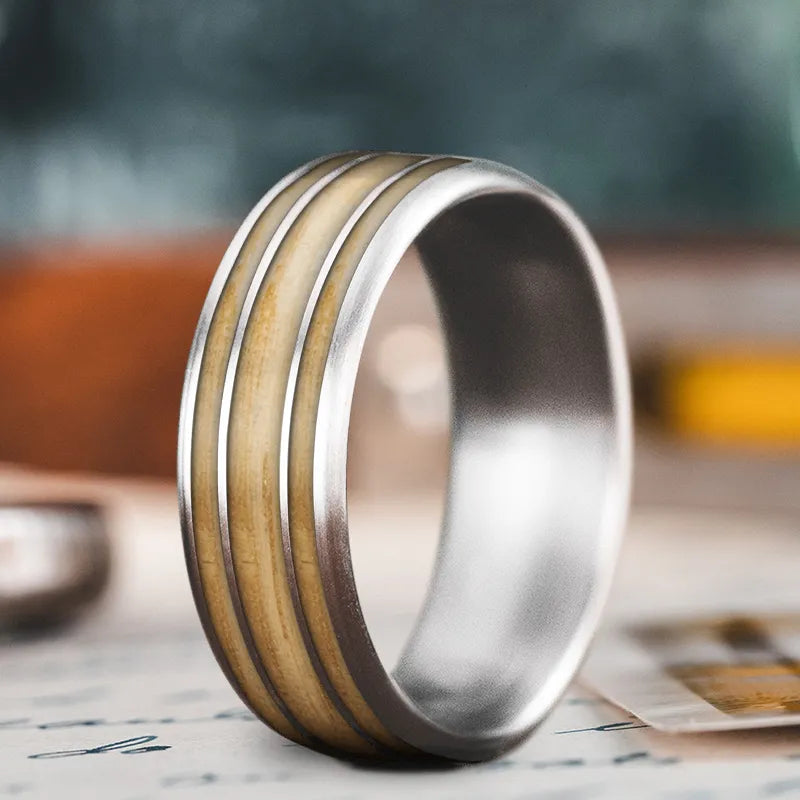 Sleek men’s rings for minimalist fashion lovers -Custom Design - 3-Inlay Wide Center Ring 3Dmts8R140RyjC8D7mYwLd-u