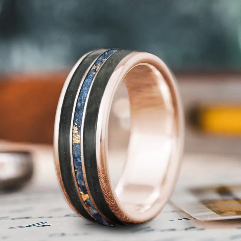 Minimalist black men’s rings for sleek modern style -Custom Design - 3-Inlay Narrow Center Ring y4rDQ9gynN-wF-lpKwgfz6s9