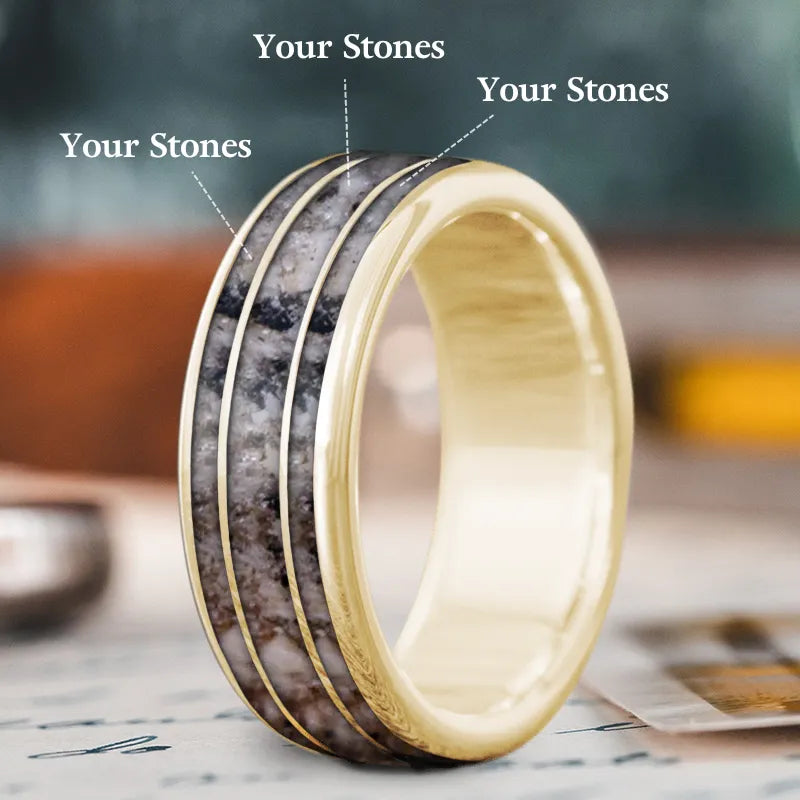 Handmade wooden men’s rings for earthy tones -Custom Design - 3-Inlay Wide Center Ring AtfrfALD8e6RD-zkNGRLQJy8