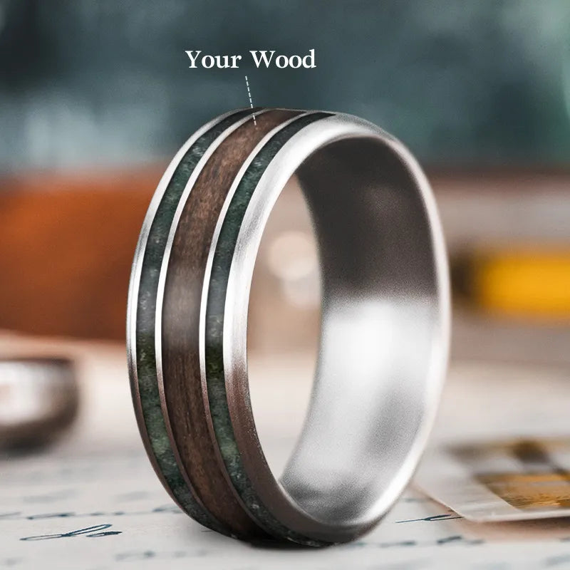 Rugged gold men’s rings for outdoor appeal -Custom Design - 3-Inlay Wide Center Ring Y7BRTbkTvufzU_0B_NhfC1P5