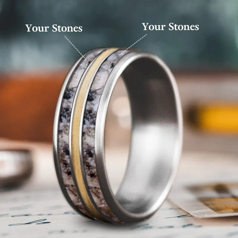 Classic men’s rings with timeless metal bands -Custom Design - 3-Inlay Narrow Center Ring 0AScQ9fwxG8J2oKM1SxUw1xr