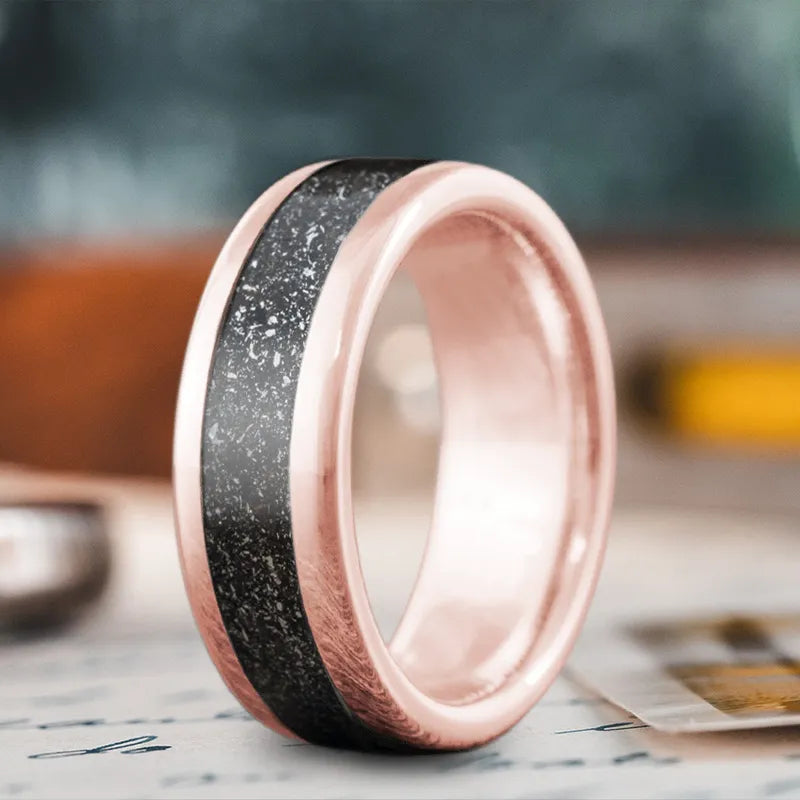 Sleek men’s rings with brushed metal textures -Custom Design - Single Inlay Ring Kn_7XMALNGiP-Qqsp_R85aQX