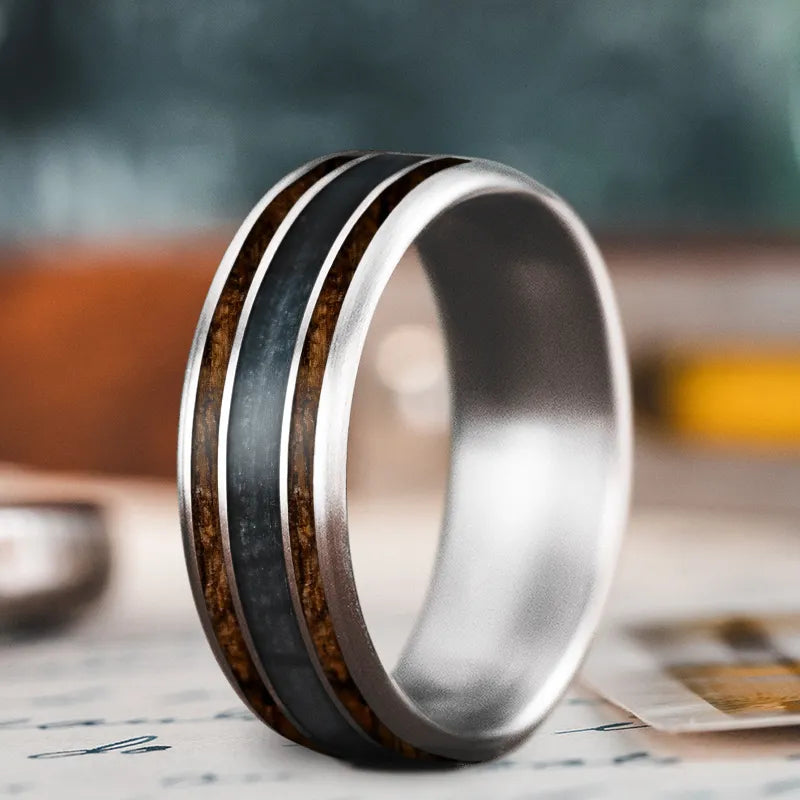 Sleek titanium men’s rings for sporty looks -Custom Design - 3-Inlay Wide Center Ring TysDaM3YV5QybyNy1-DrsnHz