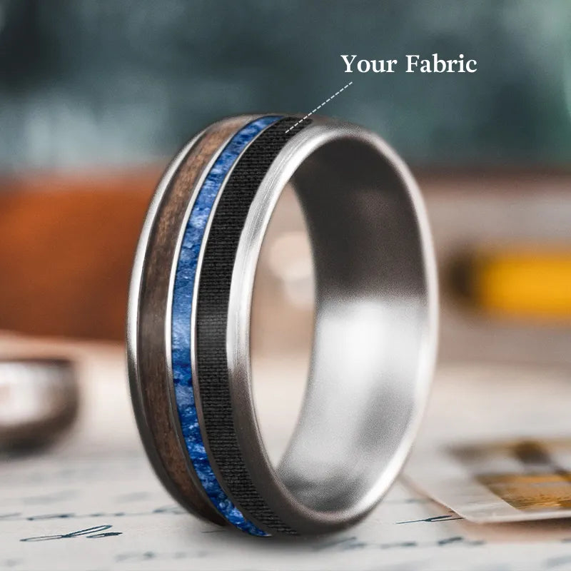 Bold tungsten men’s rings with carbon fiber -Custom Design - 3-Inlay Narrow Center Ring dzWYT_u2BRALNSAGKxswANlB