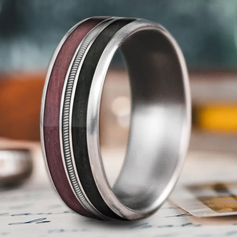 Durable stainless steel men’s rings for daily wear -Custom Design - 3-Inlay Metal Center Ring 66yTAthOw1TeR6lGjI3HQA8d