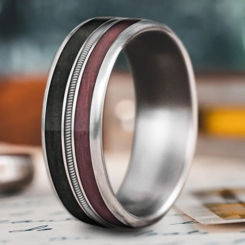 Wide silver men’s rings for strong appeal -Custom Design - 3-Inlay Metal Center Ring 1-dneZKWtVP2R52GpAAzG-Sy