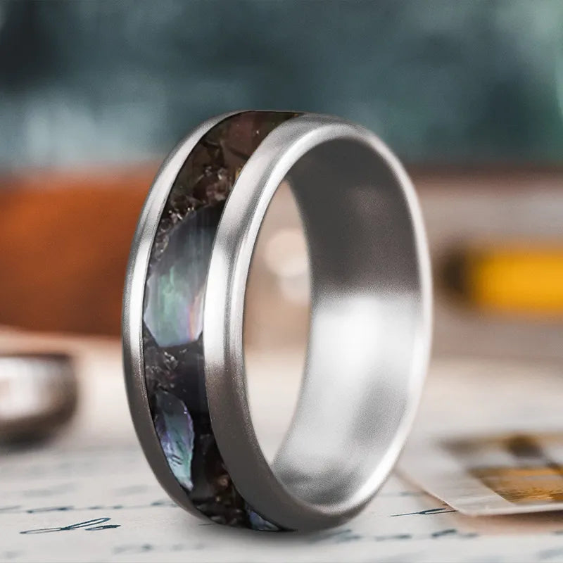 Minimal men’s rings with polished edge shine -Custom Design - Single Inlay Ring 4ucSrqU1VwfdPOVU5CnZDR8G