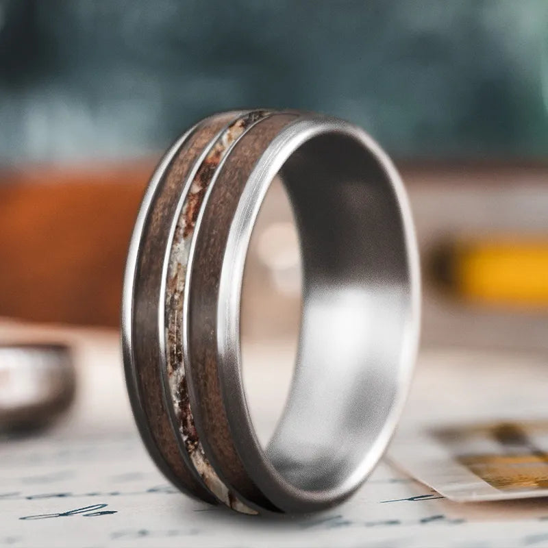 Bold titanium men’s rings for standout style -Custom Design - 3-Inlay Narrow Center Ring 1tCPitVoN2xaIiZiFwM7GwrK