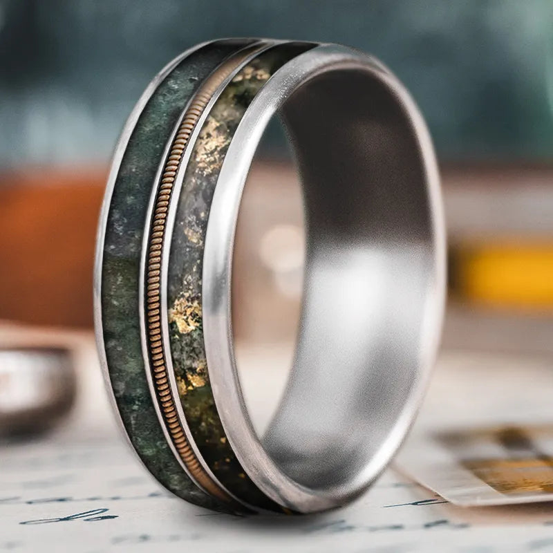 Black diamond men’s rings for dark elegance -Custom Design - 3-Inlay Metal Center Ring wRcP18hXv5oeNUH_2iDPBObR