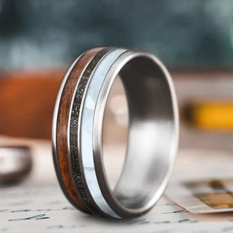 Affordable men’s rings for budget-friendly gift ideas -Custom Design - 3-Inlay Narrow Center Ring hMy2fAphs-2EQI_9NjViOXJN