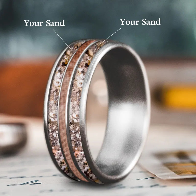 Personalized men’s rings with custom initial engravings -Custom Design - 3-Inlay Narrow Center Ring oUqty6gI4cknuYgknDy9AutM