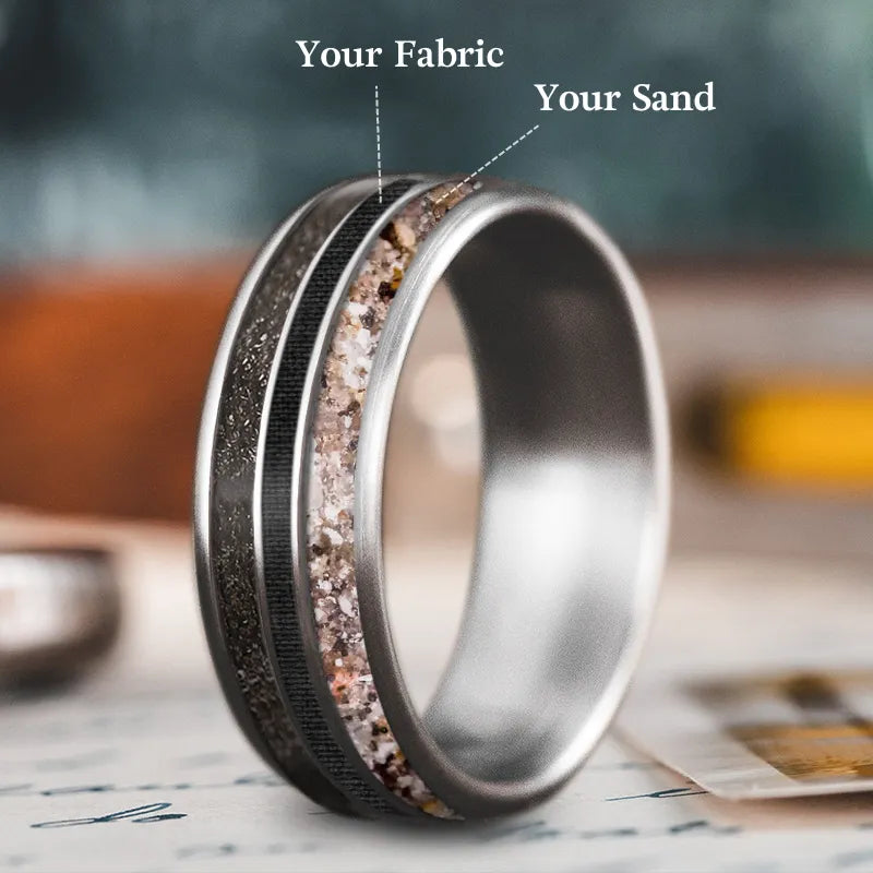 Affordable men’s rings with simple band styles -Custom Design - 3-Inlay Narrow Center Ring RhCB5-K1s7h-KV9odki8DGxs