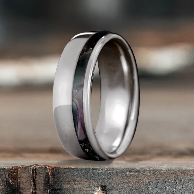 Minimalist titanium men’s rings for clean design -Custom Design - Single Offset Inlay Ring iPrnBXEWUYeEwm1obrcuvdkB