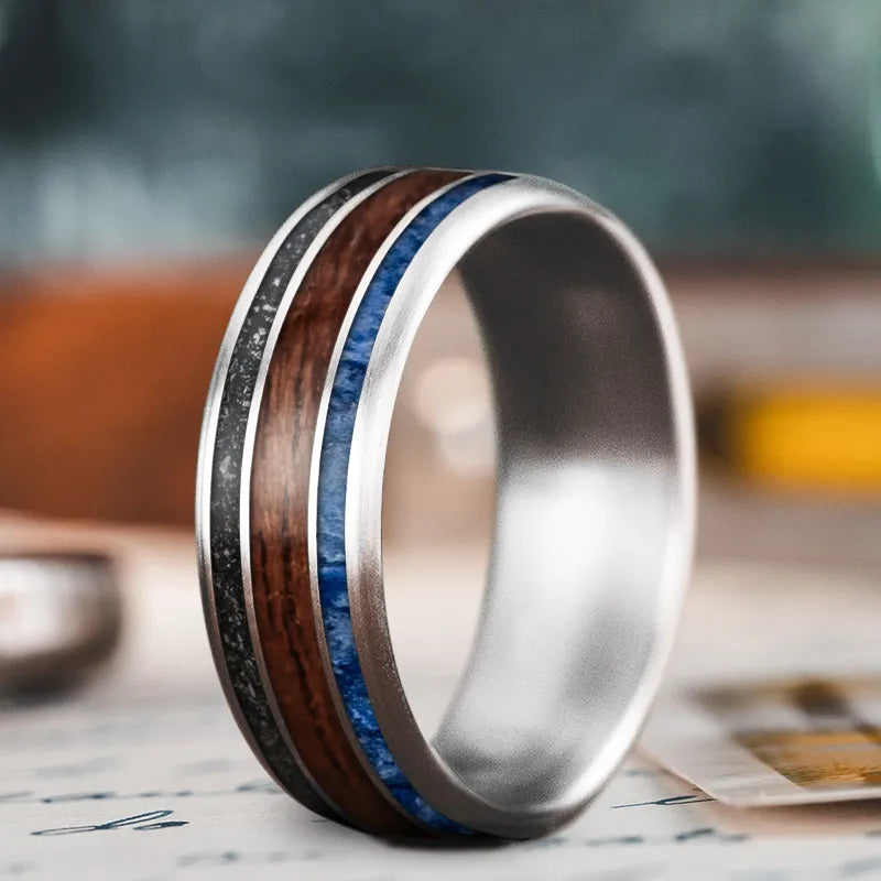 Wide band men’s rings for statement-making flair -Custom Design - 3-Inlay Wide Center Ring F-yqvImysRb2mEfQU7YrKjAv