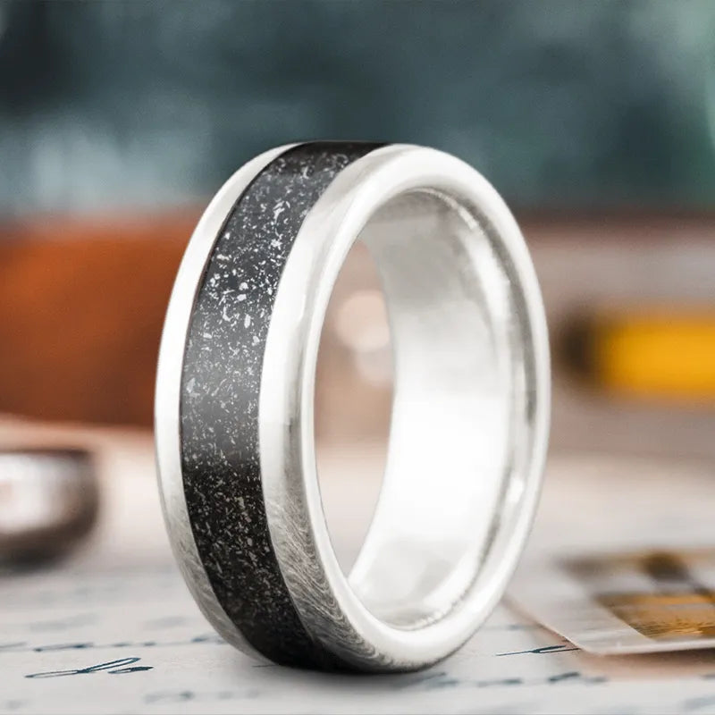 Designer silver men’s rings for upscale taste -Custom Design - Single Inlay Ring N-1oADzERRGesiIOEqT1b34B