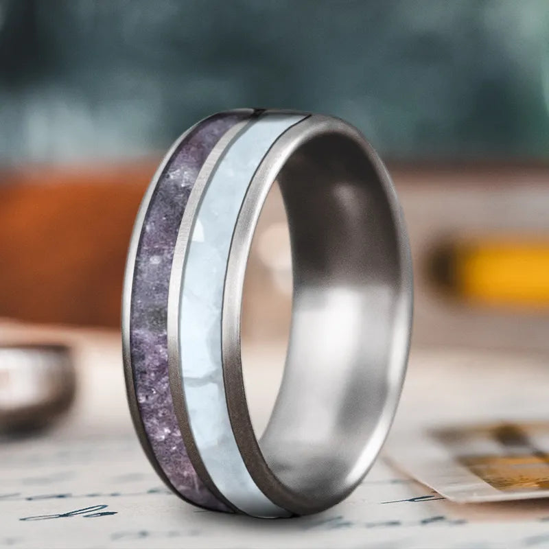 Thin silver men’s rings for lightweight comfort -Custom Design - 2-Inlay Ring PzIdArvhEquMN9AS3fzRyqUM