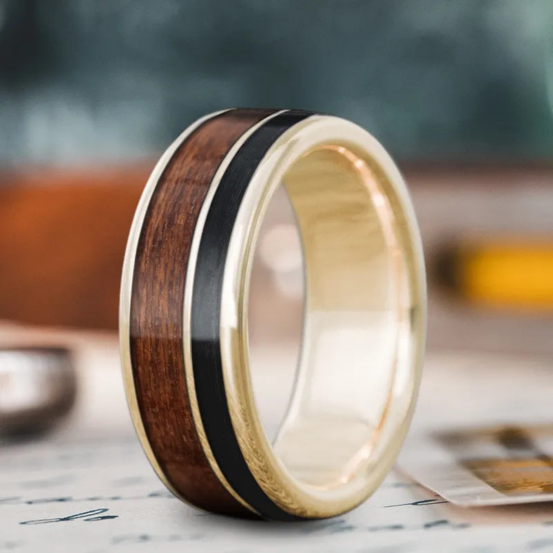 Engraved men’s rings for meaningful anniversary gifts -Custom Design - 2-Inlay Offset Ring ps2vILRRVhc6akAcoWsdCnLB