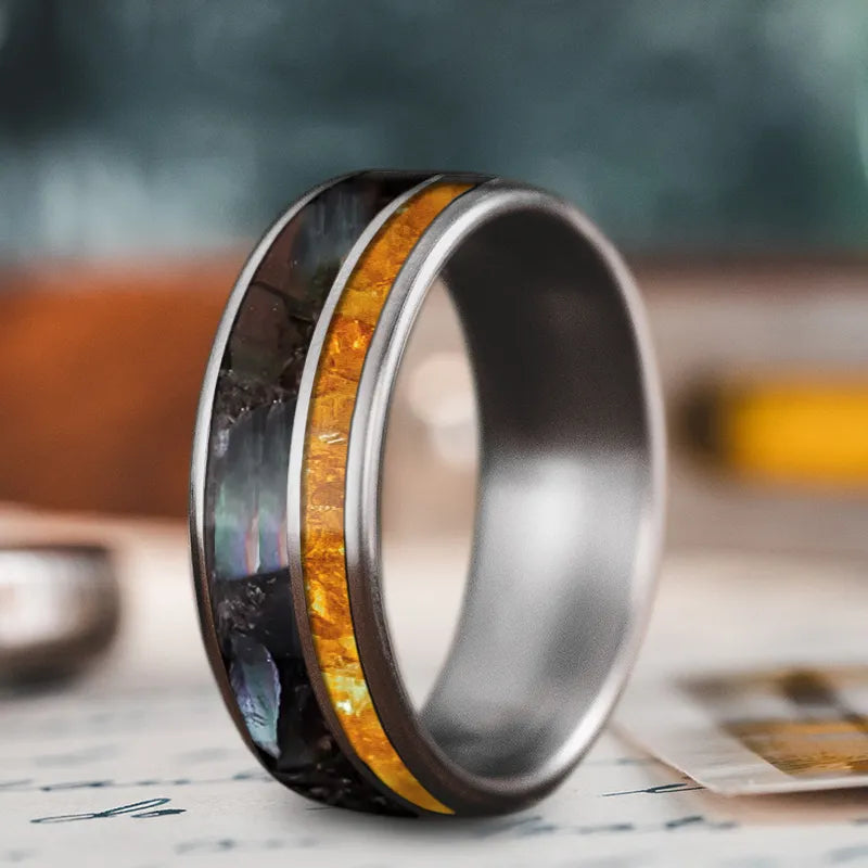 Vintage men’s rings with classic engraved patterns -Custom Design - 2-Inlay Offset Ring 2tkFJFBBQ3gY4VMgEiXZxtqs