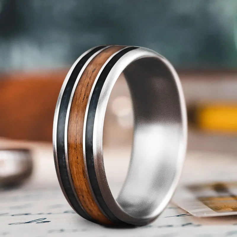 Tungsten carbide men’s rings for scratch-resistant shine -Custom Design - 3-Inlay Wide Center Ring kOWE6nz462VT4e6oq6SSLQTV