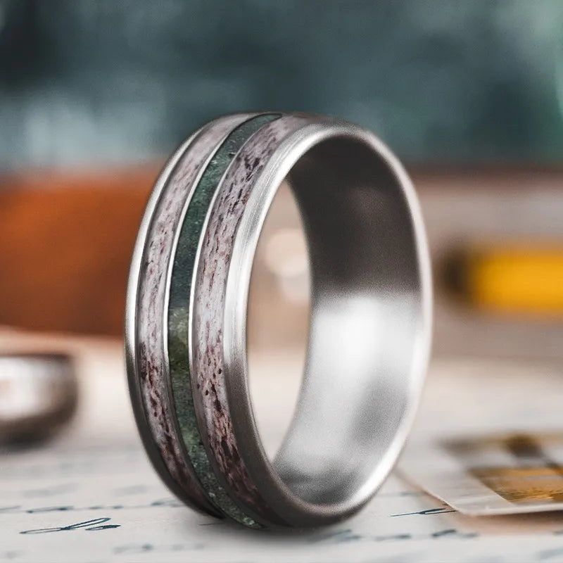 Durable stainless steel men’s rings for daily wear -Custom Design - 3-Inlay Narrow Center Ring pucwWkD9jmeSz5TvV5AnwGj7