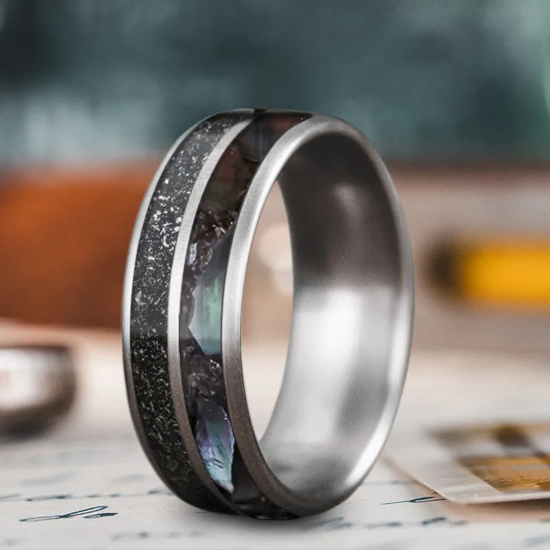 Modern men’s rings with geometric pattern designs -Custom Design - 2-Inlay Ring SBm28_0E60xxGkowDyO0UpGg