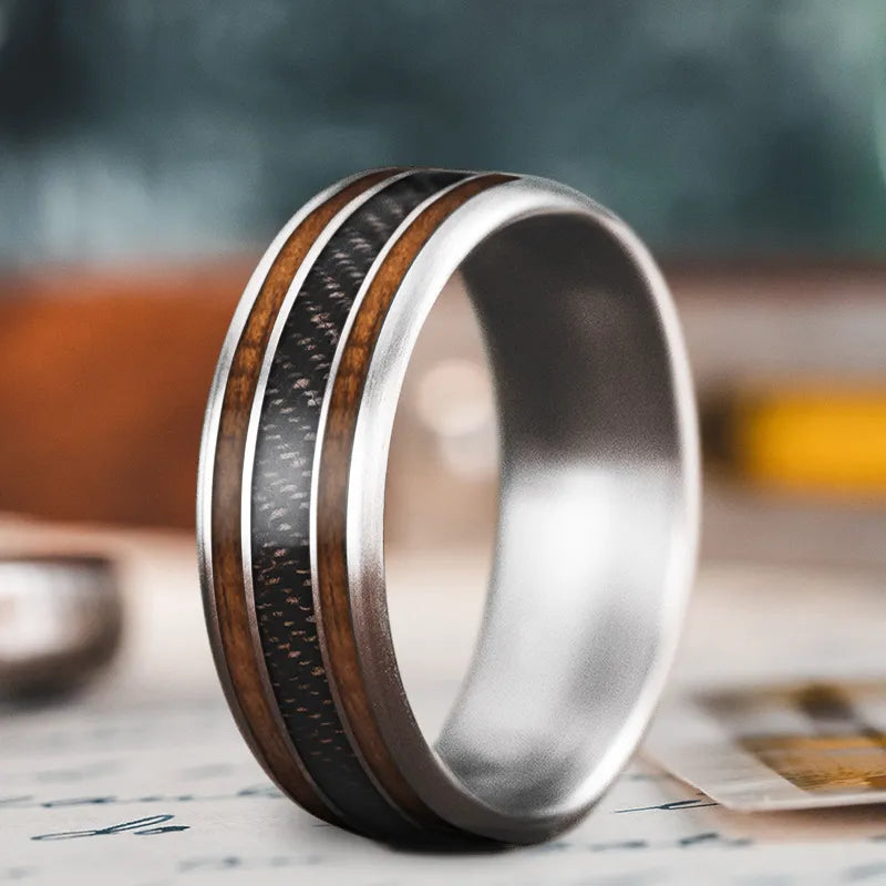 Casual men’s rings for everyday simple accessorizing -Custom Design - 3-Inlay Wide Center Ring qO__VpIvayywsGubYeHxT8tt