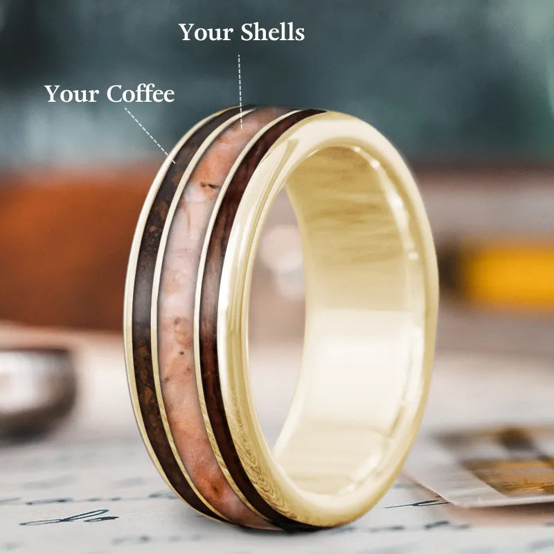 Minimalist men’s rings with smooth satin finish -Custom Design - 3-Inlay Wide Center Ring gYKbSXvmkildynLM3i3mEc5o