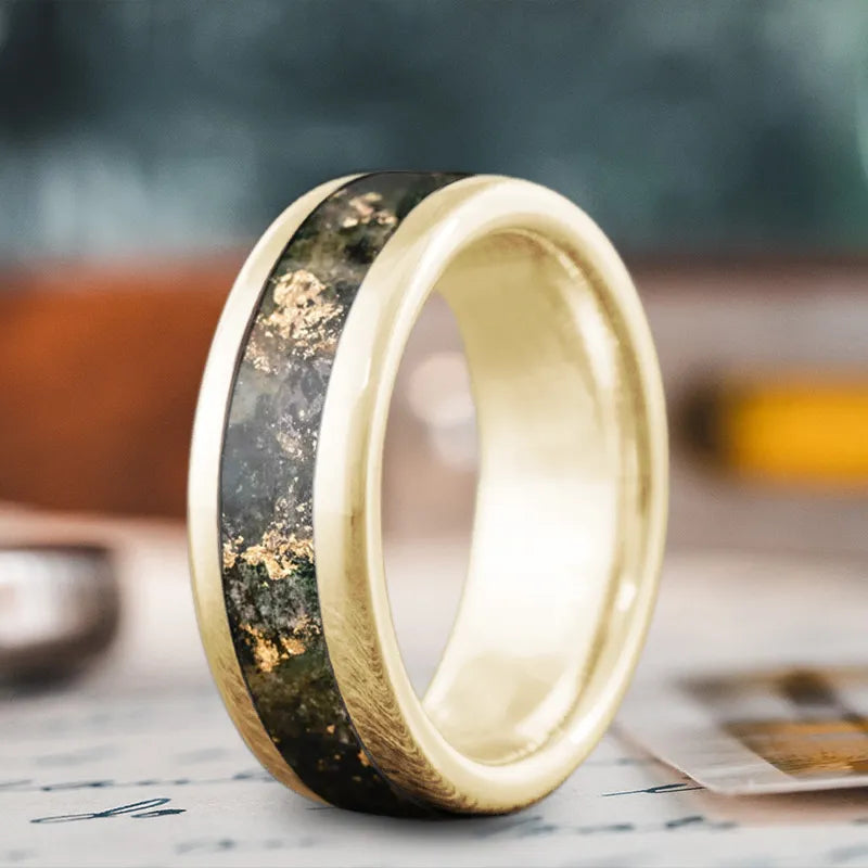 Thin band men’s rings for subtle style -Custom Design - Single Inlay Ring 93EhGQiqq_ISWFeFy65bFq6u