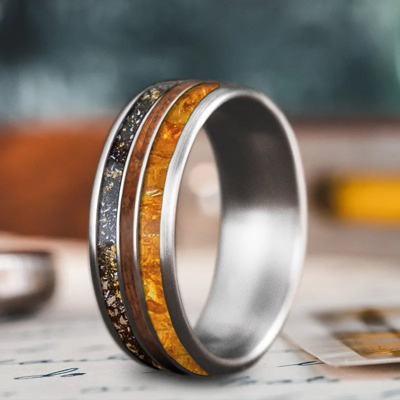 Personalized men’s rings with custom initial engravings -Custom Design - 3-Inlay Narrow Center Ring w60UXsoZE6B1NmyM0wWT4x3S