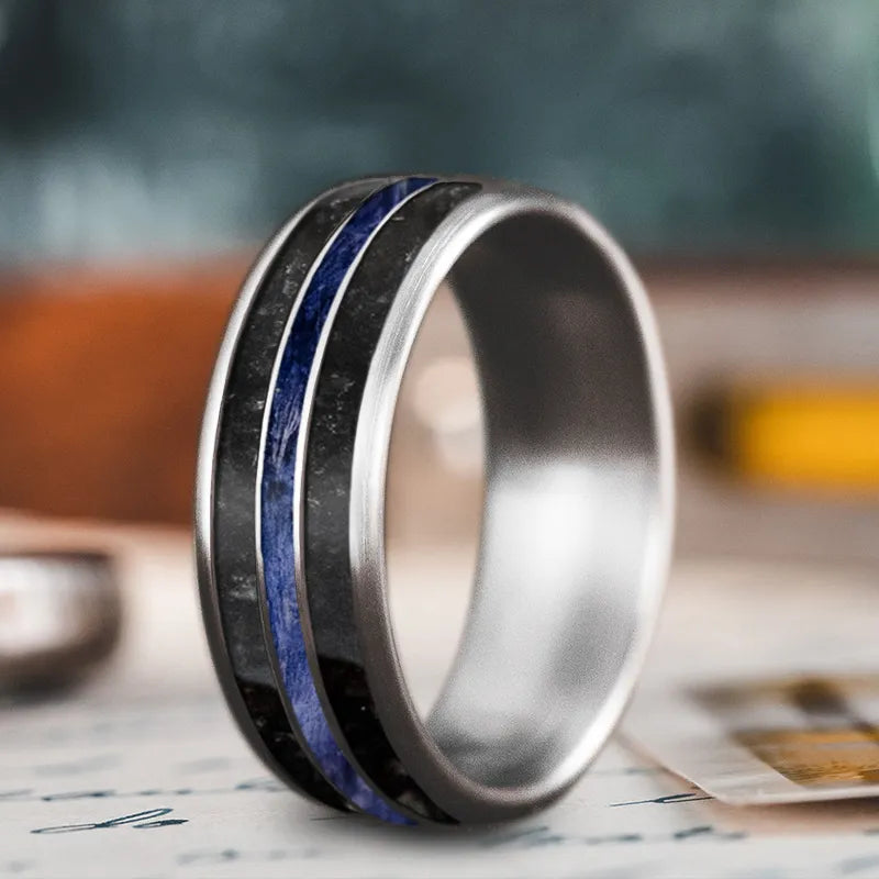 Affordable men’s rings for budget-friendly gift ideas -Custom Design - 3-Inlay Narrow Center Ring mz06lF-3HeiFqPuAFfuLmLfU