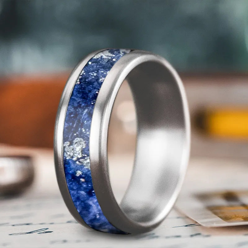 Elegant men’s rings with sapphire blue stones -Custom Design - Single Inlay Ring iikgZRCnYme3D7qD17NqpykQ