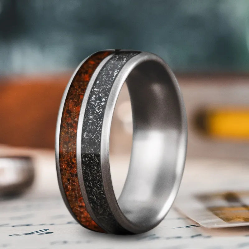 Thin black men’s rings for discreet wear -Custom Design - 2-Inlay Ring g1OToS4vRlSssfqb82svCd3B