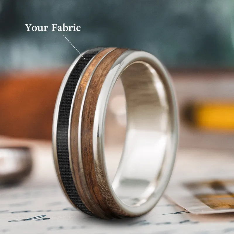 Thin band men’s rings for subtle style -Custom Design - 3-Inlay Narrow Center Ring EU1KUJMrOP00zYoZYBQB7FCt