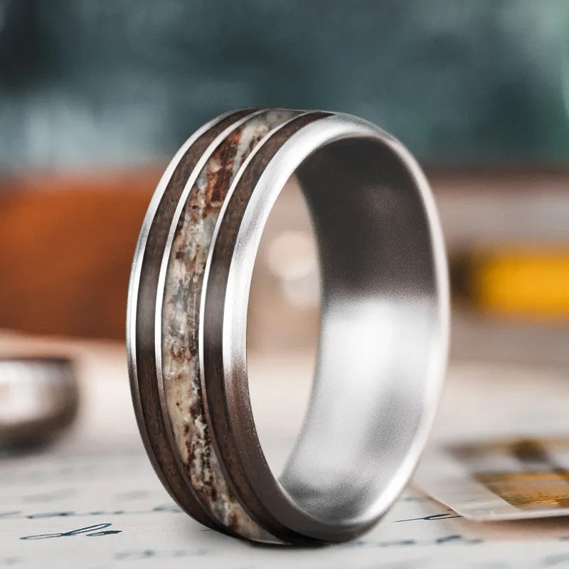 Vintage men’s rings with classic engraved patterns -Custom Design - 3-Inlay Wide Center Ring 6uot7K78z_3nnmlvoKeasrM6