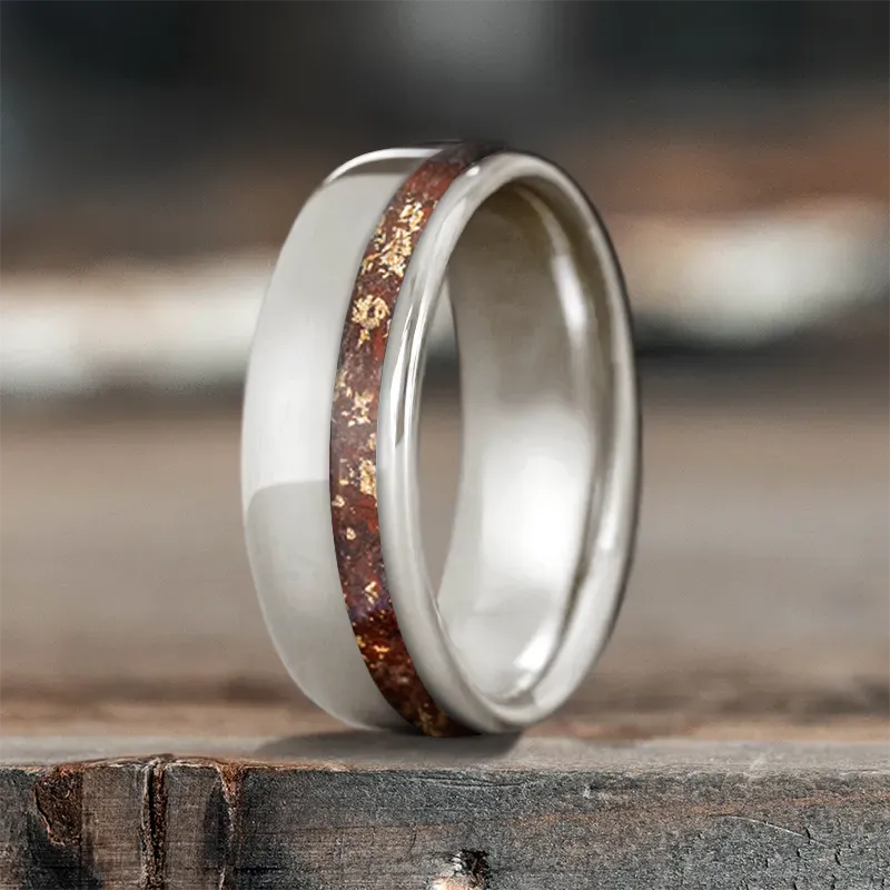 Industrial men’s rings with raw metal edges -Custom Design - Single Offset Inlay Ring 5j3bfQQoDUtlewLPEsIlvhXE