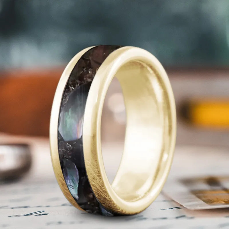 Durable black men’s rings for tough jobs -Custom Design - Single Inlay Ring w08r0nOhR7E7WNtrvl_Da9q3