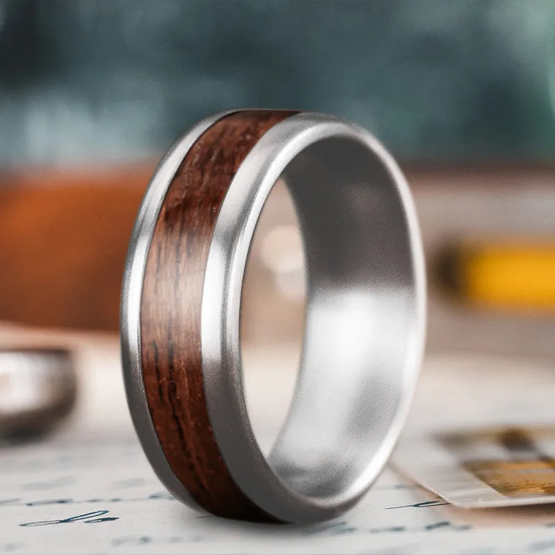 Handcrafted men’s rings with rustic wood grains -Custom Design - Single Inlay Ring JCey9LhzJwleuw_dhDRZy3yf