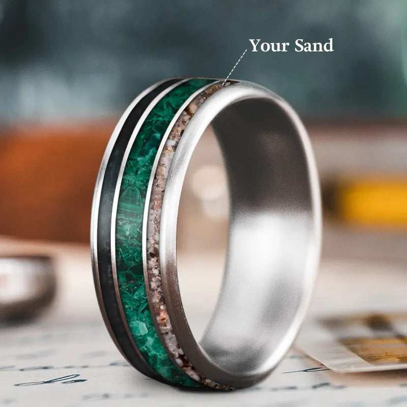 Luxury men’s rings with emerald stone settings -Custom Design - 3-Inlay Wide Center Ring Kw9WuQBogYyL9ajEI3ZG3Fkn