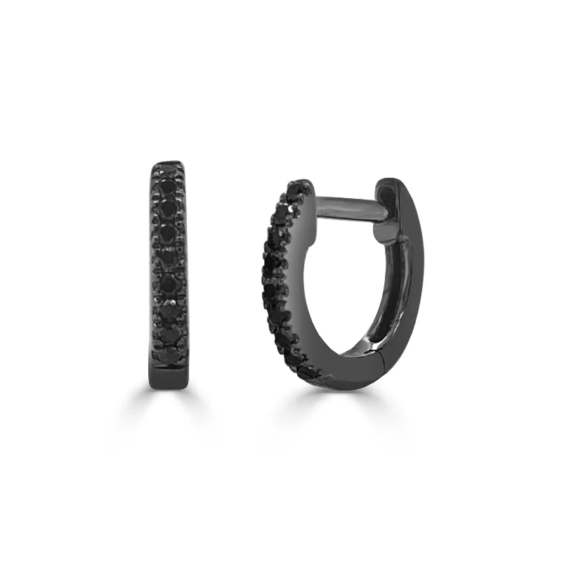 Best hoop earrings with snake chain details for a sleek and modern touch-14k Black Gold & Black Diamond Huggies