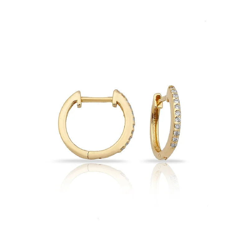 Hoop earrings with circle designs for a classic and timeless shape-Diamond 14K Huggies