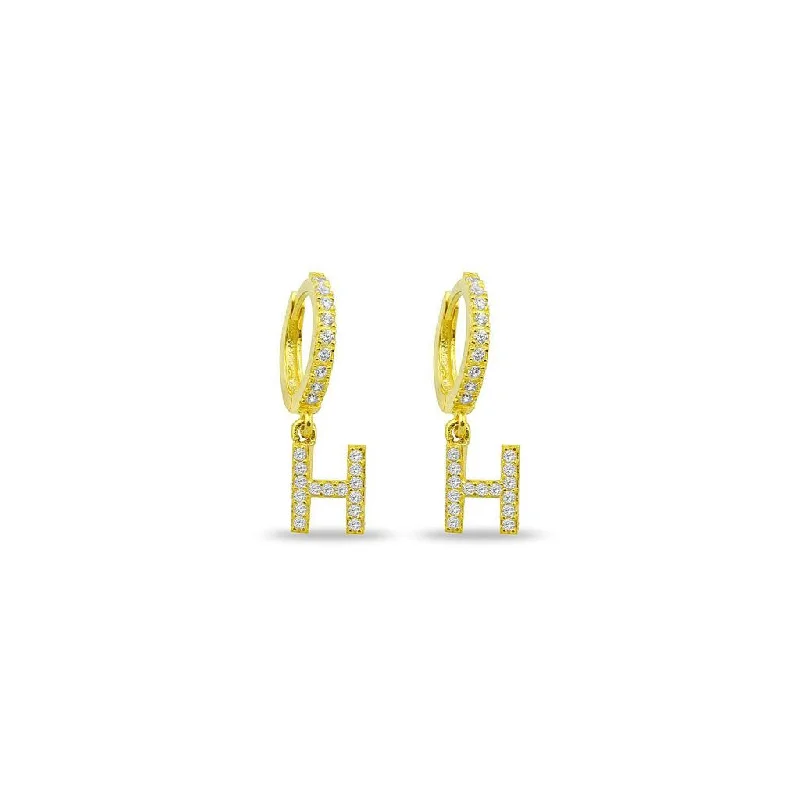 Hoop earrings with cut-out designs for a creative and lightweight effect-Diamond 14K Initial Huggies