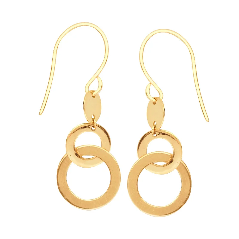 Best hoop earrings with tribal designs for a cultural and exotic aesthetic-14k Yellow Gold Earrings Double Open Circle Drop